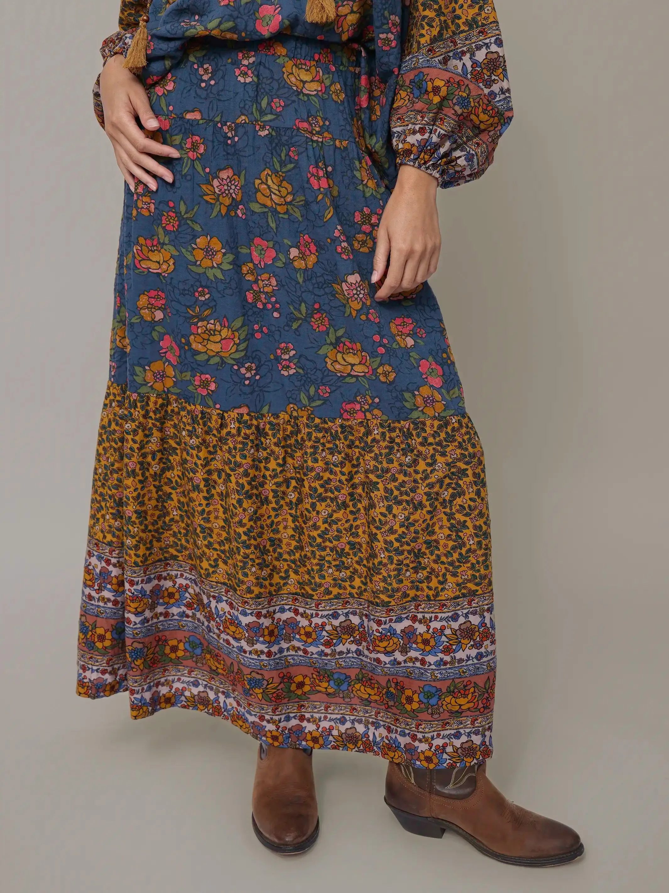 Camille Maxi Skirt - Riviera Batik Blue sold by NATURAL LIFE product image thumbnail 2
