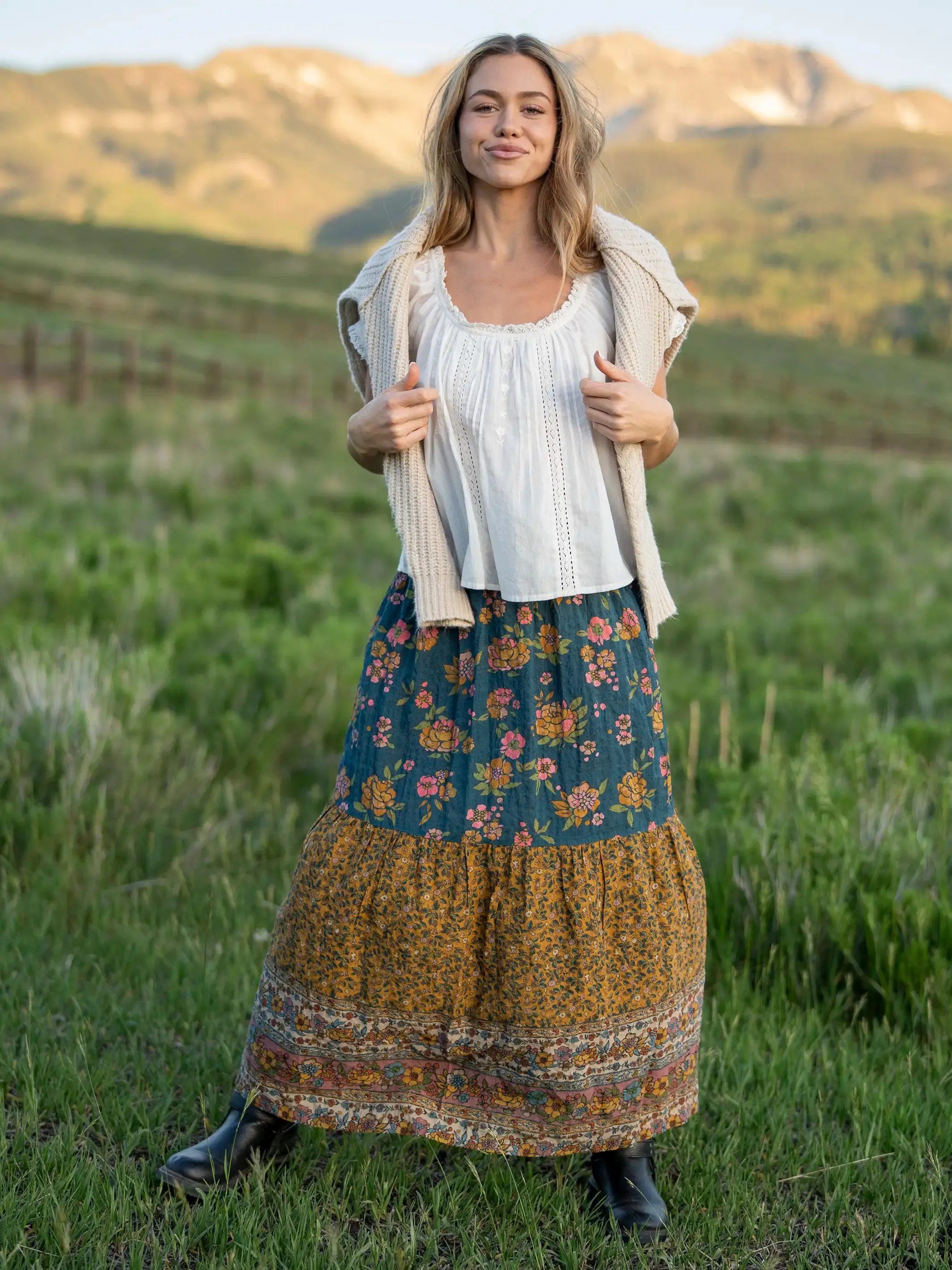 Camille Maxi Skirt - Riviera Batik Blue sold by NATURAL LIFE product image thumbnail 3