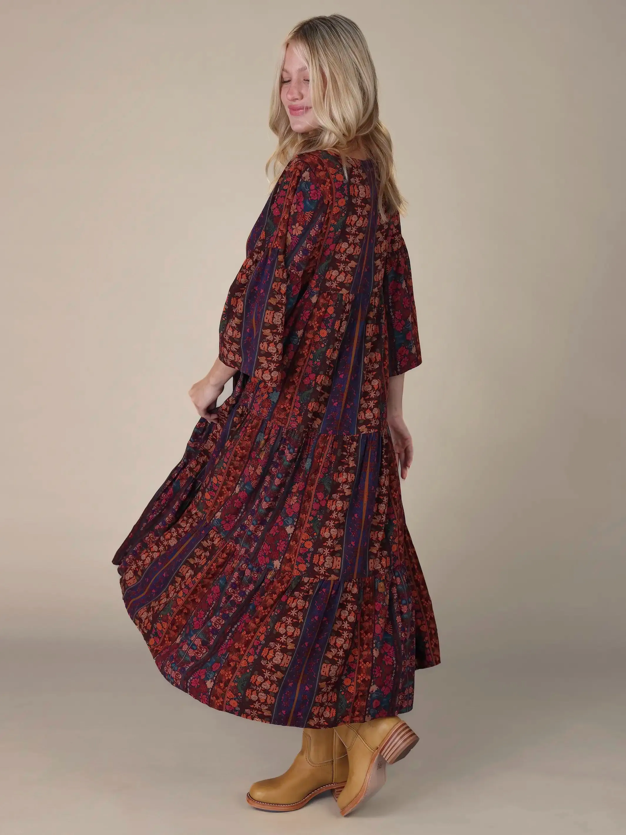 Charlotte Midi Dress - Tropical Fuchsia Stripes sold by NATURAL LIFE product image thumbnail 2