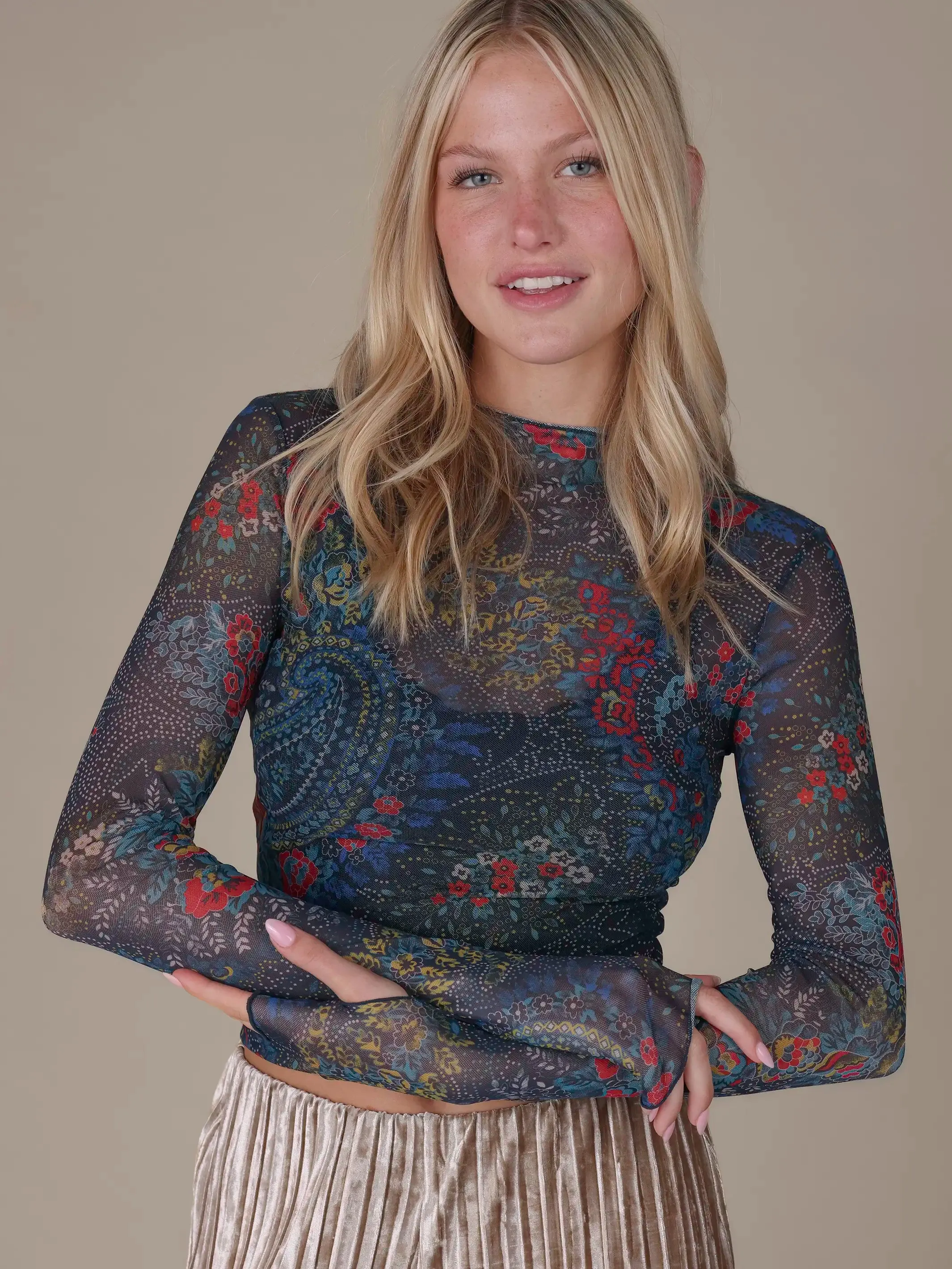 Maria Layering Top - Black Stippled Paisley sold by NATURAL LIFE product image thumbnail 3