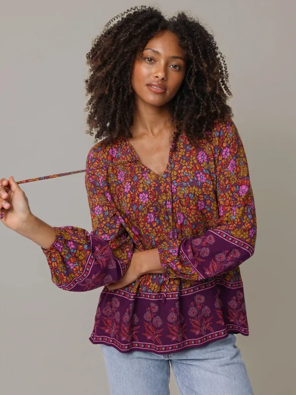 Rowan Top - Plum Lush Lilies sold by NATURAL LIFE