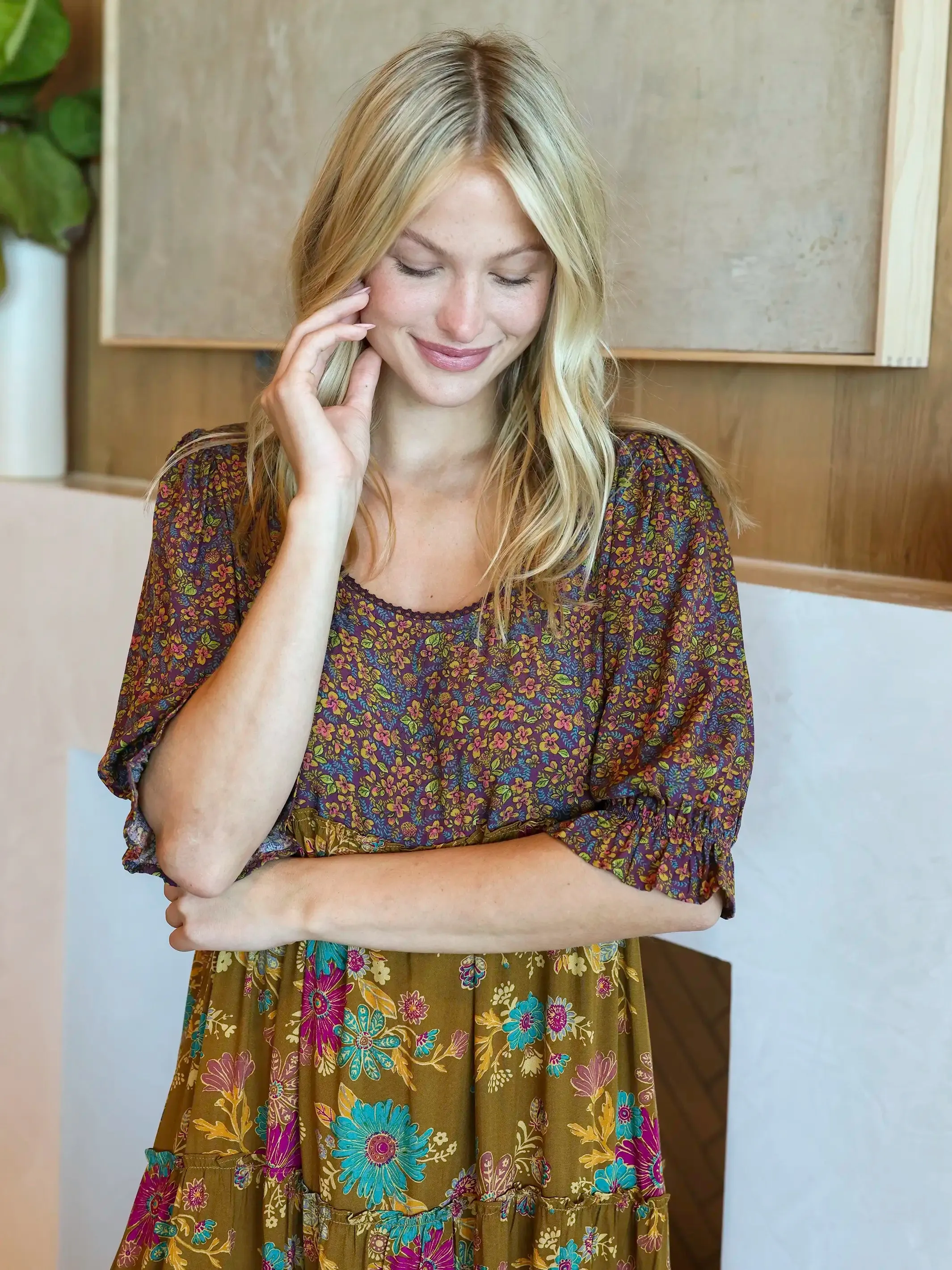 Collette Tiered Maxi Dress - Aster Clusters Gold sold by NATURAL LIFE product image thumbnail 2