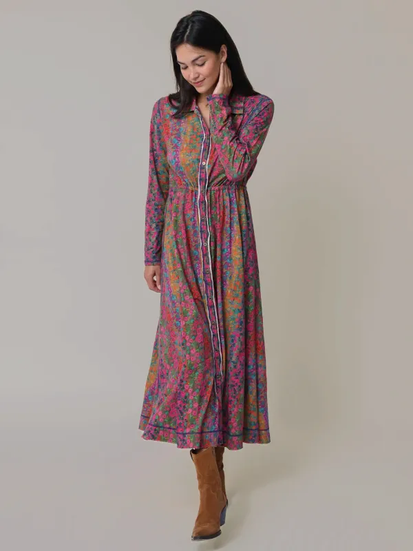 Christa Knit Cotton Maxi Dress - Tossed Floral Clippings sold by NATURAL LIFE