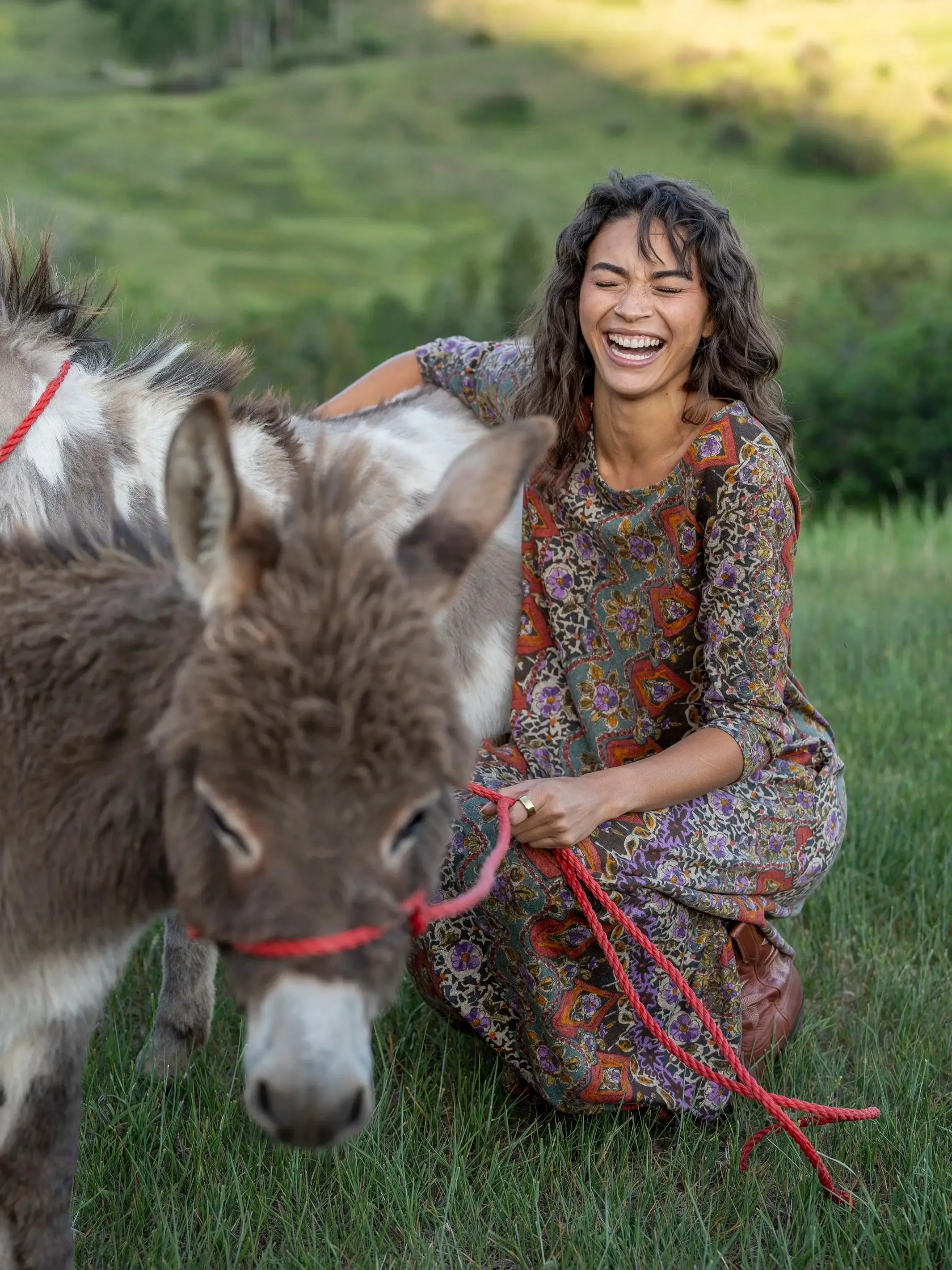 Lottie Sweater Knit Maxi Dress - Brown Tuscany Border sold by NATURAL LIFE product image thumbnail 2