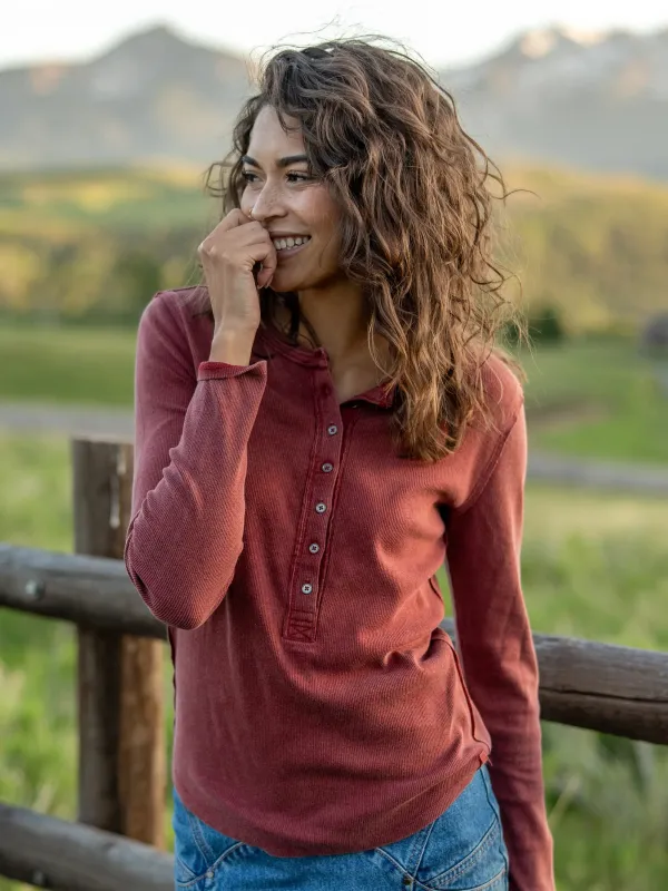 Layer Up Ribbed Henley - Red Clay sold by NATURAL LIFE