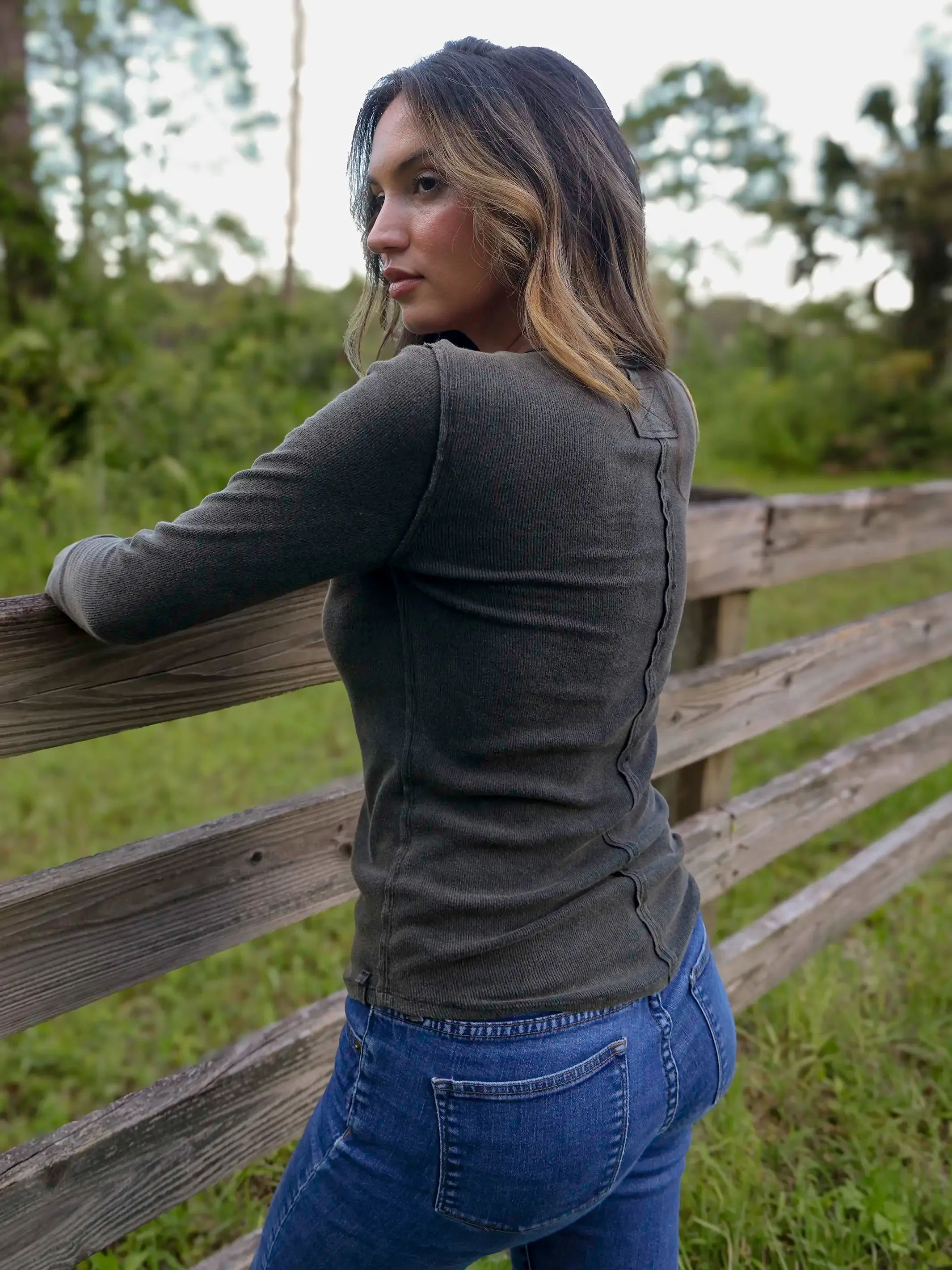 Layer Up Ribbed Henley - Charcoal sold by NATURAL LIFE product image thumbnail 2