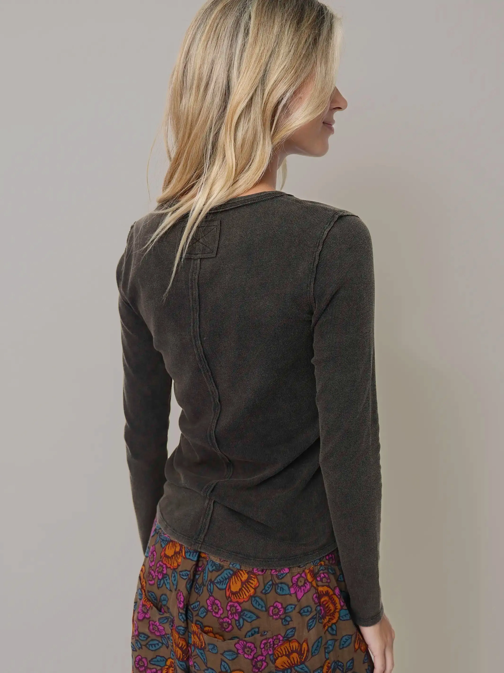 Layer Up Ribbed Henley - Charcoal sold by NATURAL LIFE product image thumbnail 3