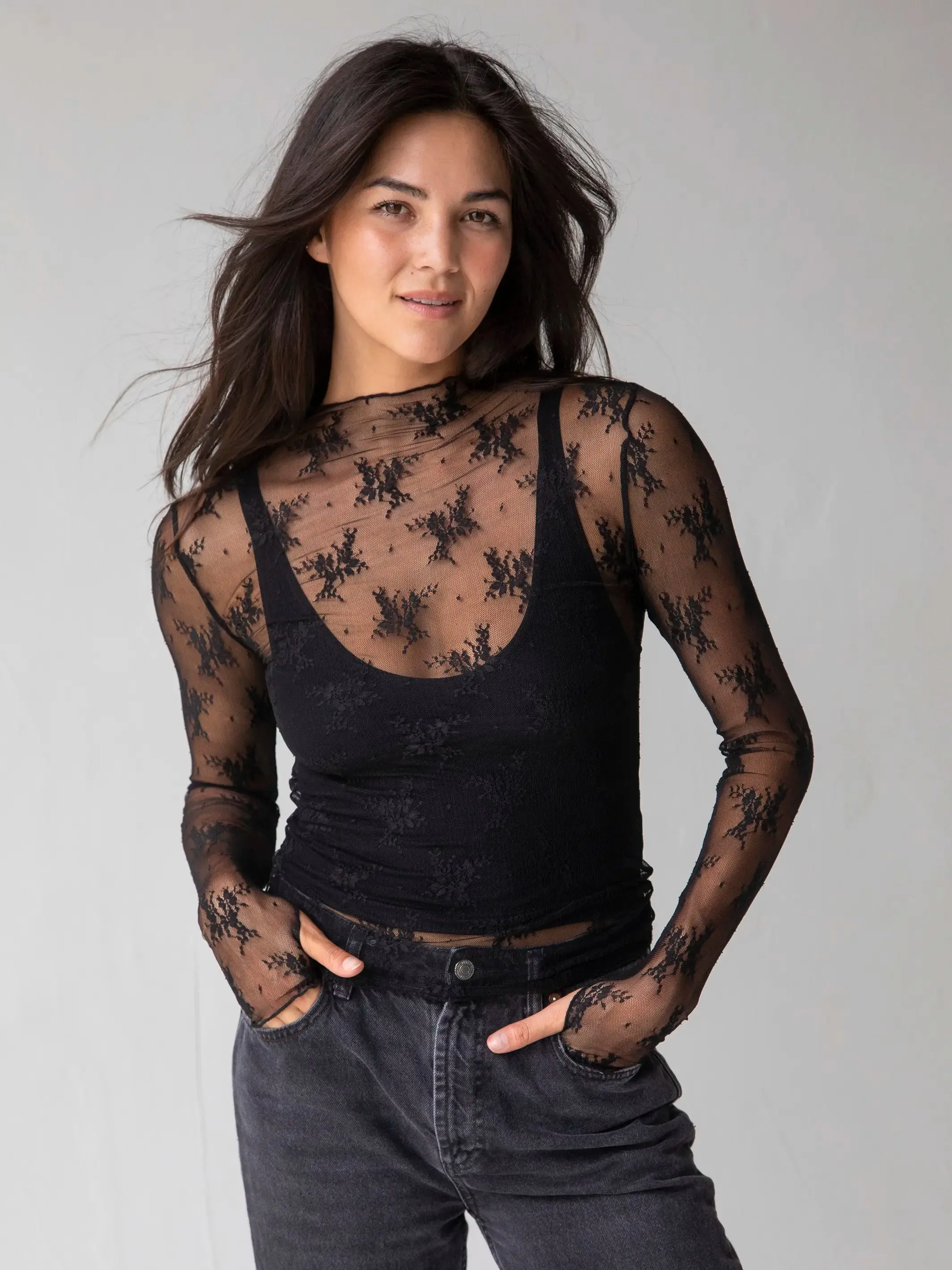 Maria Lace Layering Top - Black sold by NATURAL LIFE
