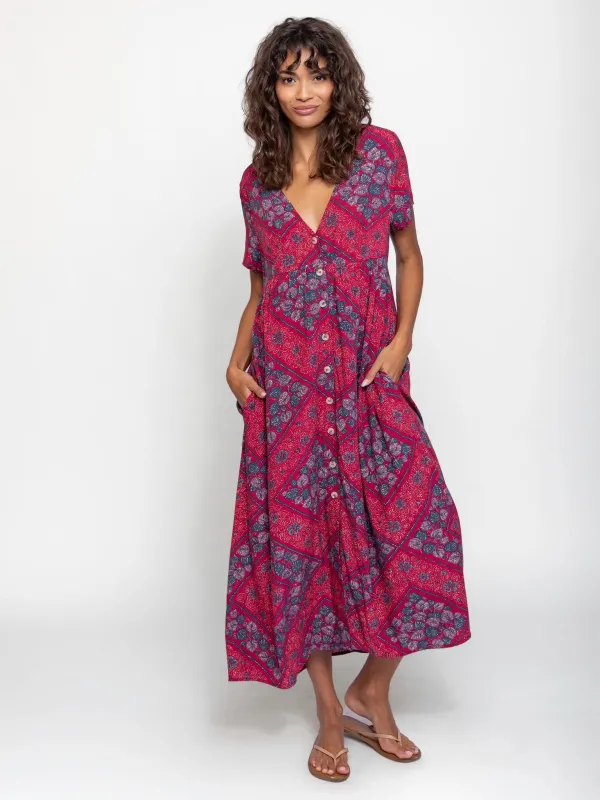 Avery Midi Dress - Red Batik Bandana sold by NATURAL LIFE