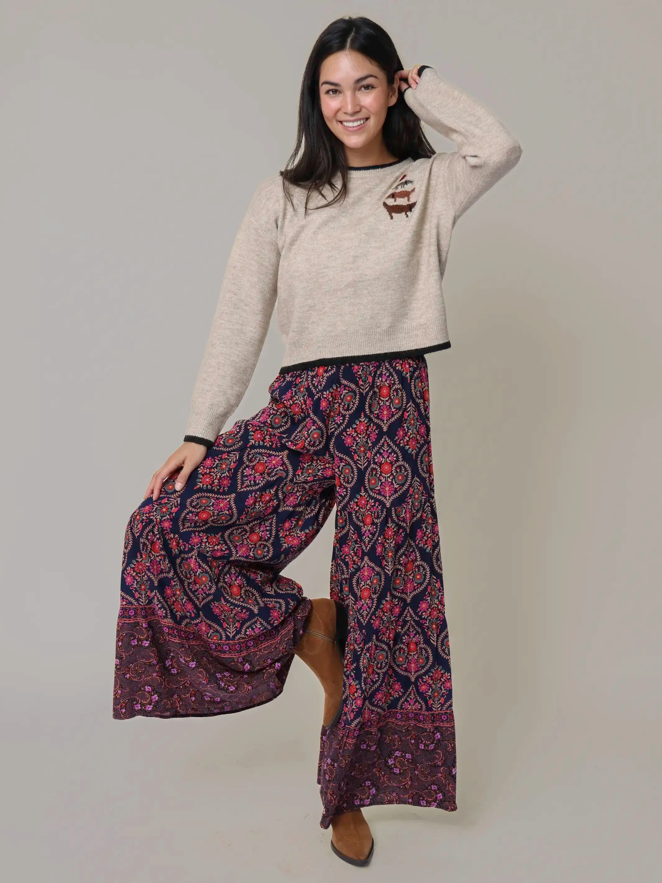 Patti Palazzo Pant - Indigo Willow Medallion sold by NATURAL LIFE
