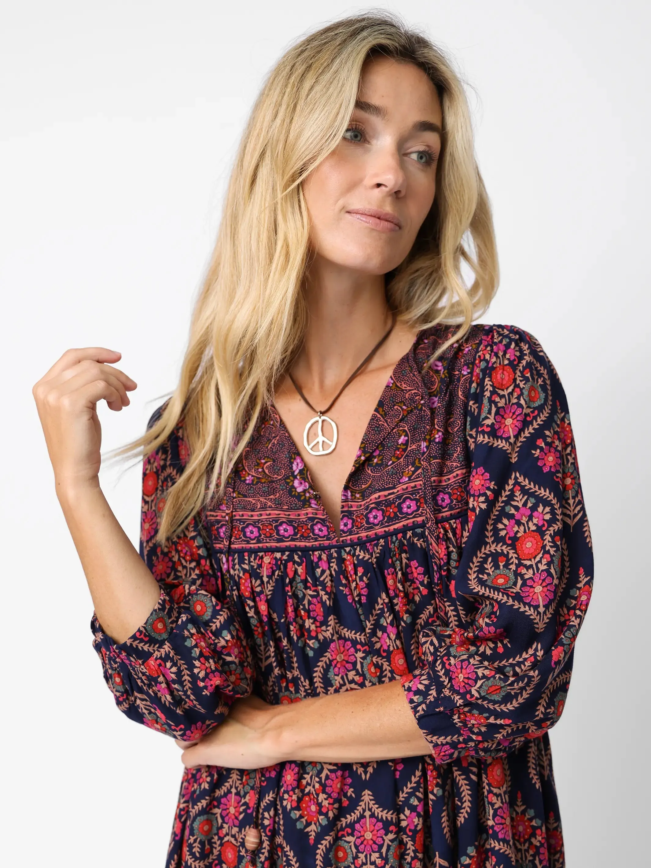 Rose Mini Dress - Indigo Willow Medallion sold by NATURAL LIFE product image thumbnail 2