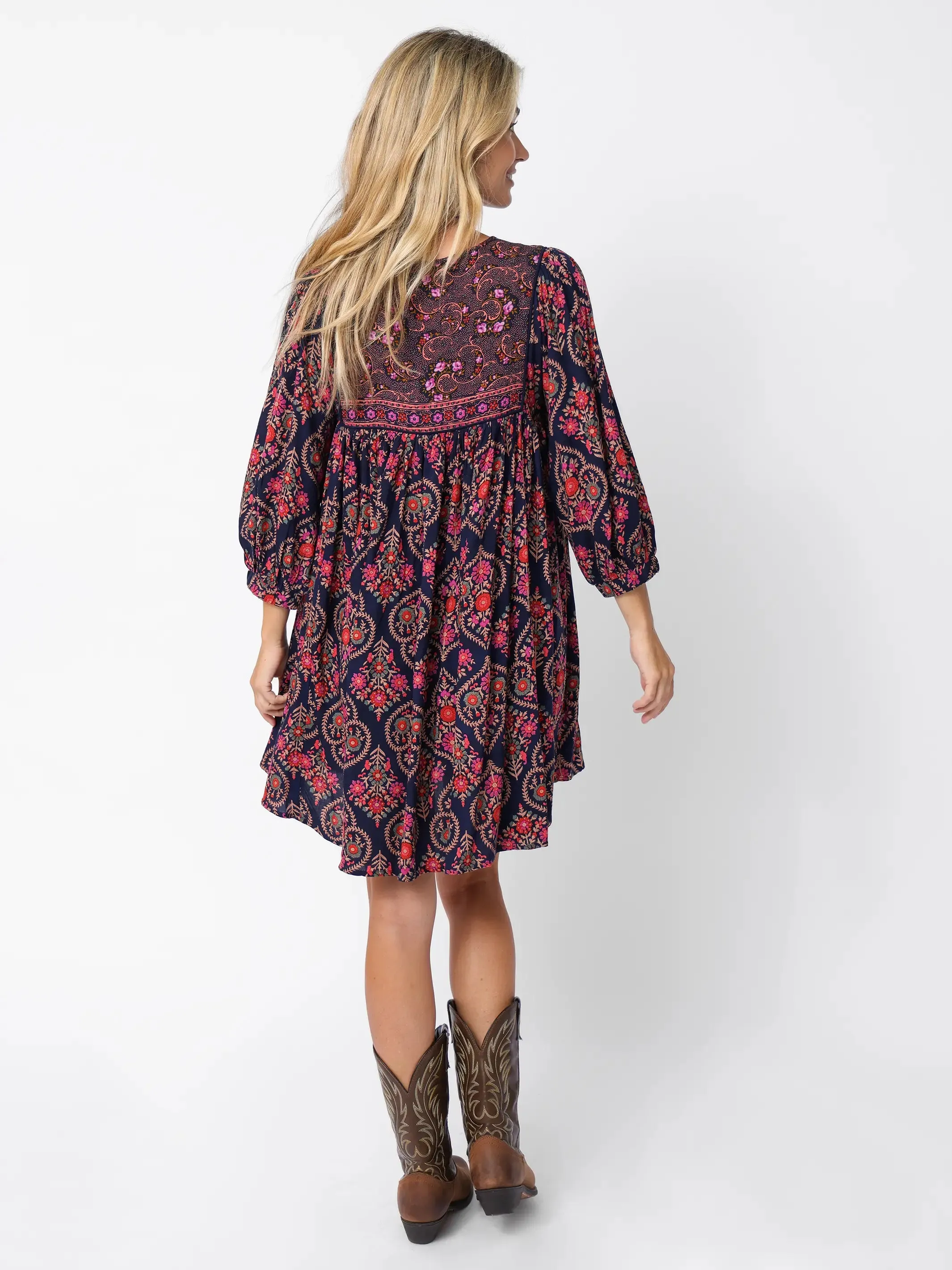 Rose Mini Dress - Indigo Willow Medallion sold by NATURAL LIFE product image thumbnail 3