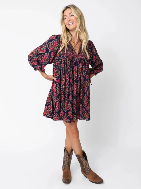Rose Mini Dress - Indigo Willow Medallion sold by NATURAL LIFE
