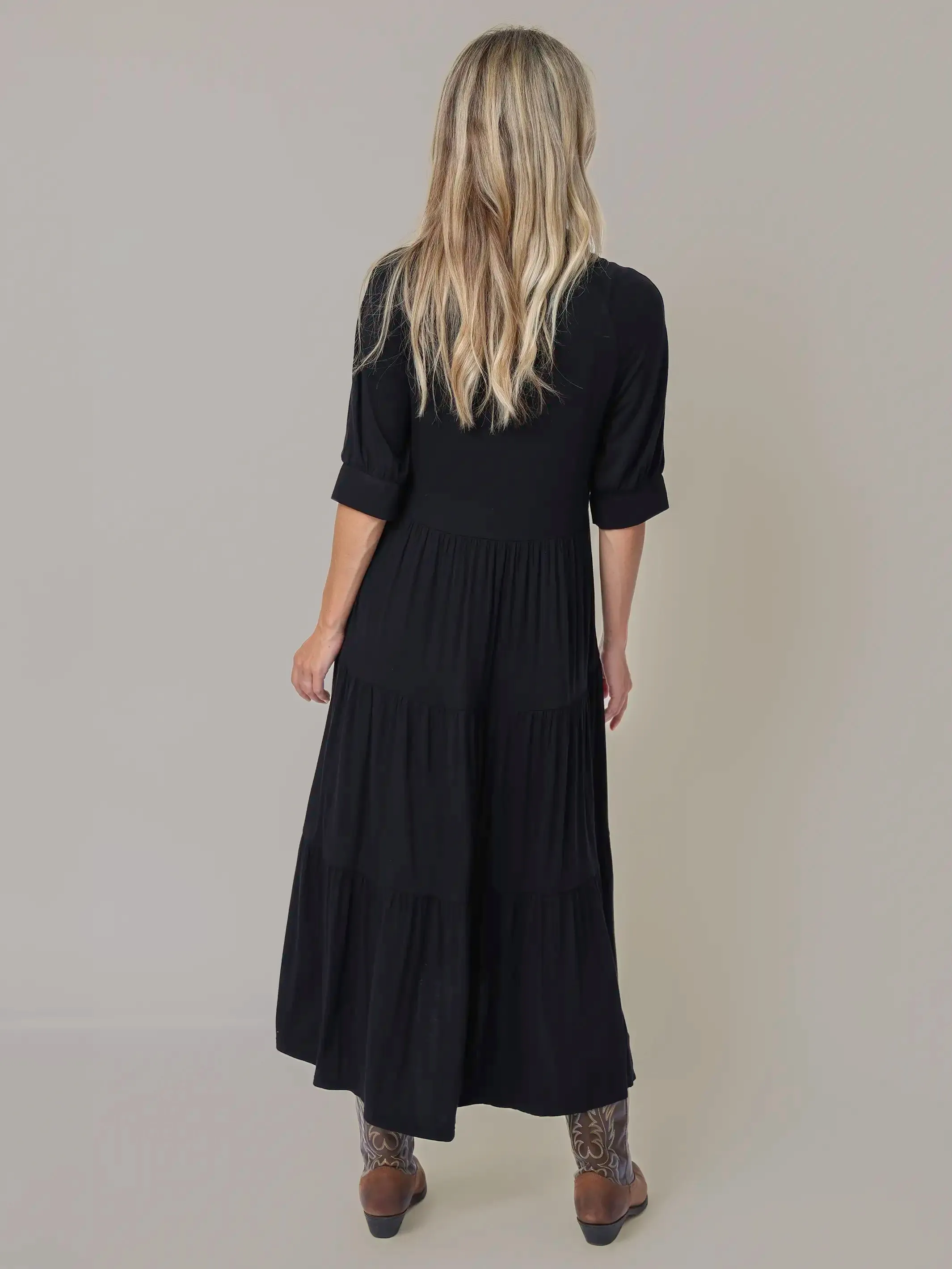 Rebecca "ButterSoft" Midi Dress - Black sold by NATURAL LIFE product image thumbnail 2