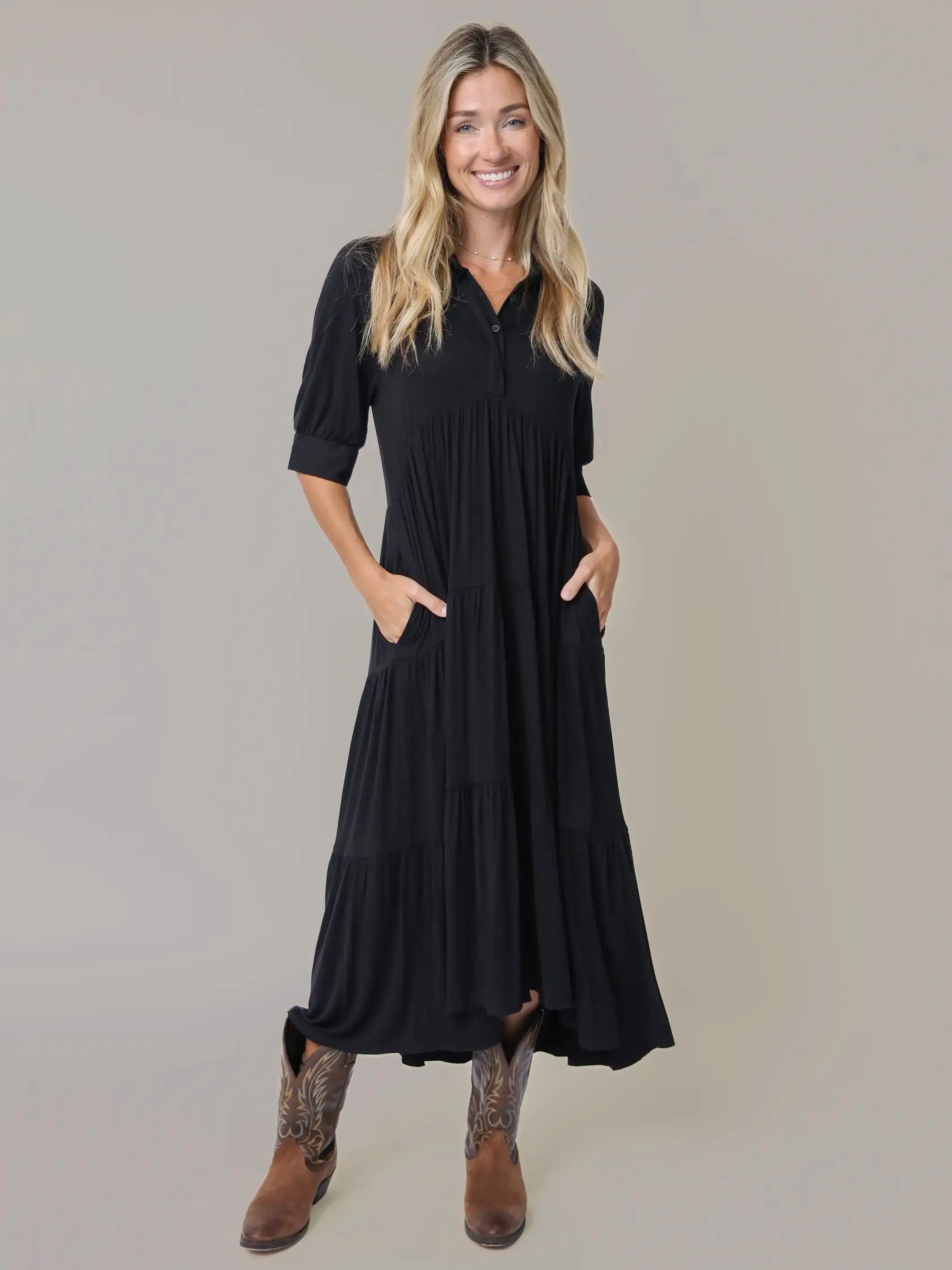 Rebecca "ButterSoft" Midi Dress - Black sold by NATURAL LIFE