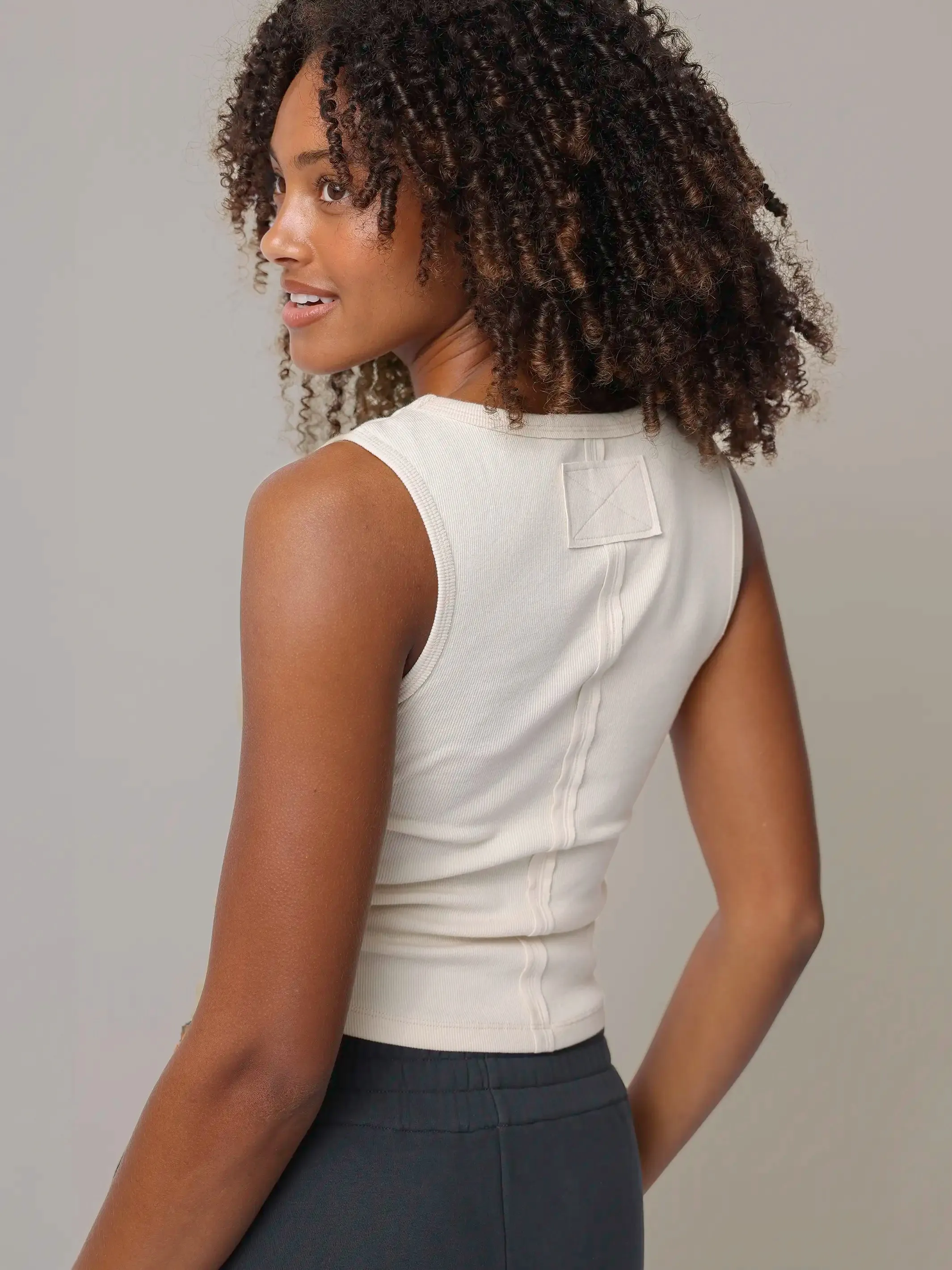 Everyday Ribbed Tank - Cream sold by NATURAL LIFE product image thumbnail 2