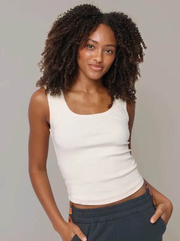 Everyday Ribbed Tank - Cream sold by NATURAL LIFE
