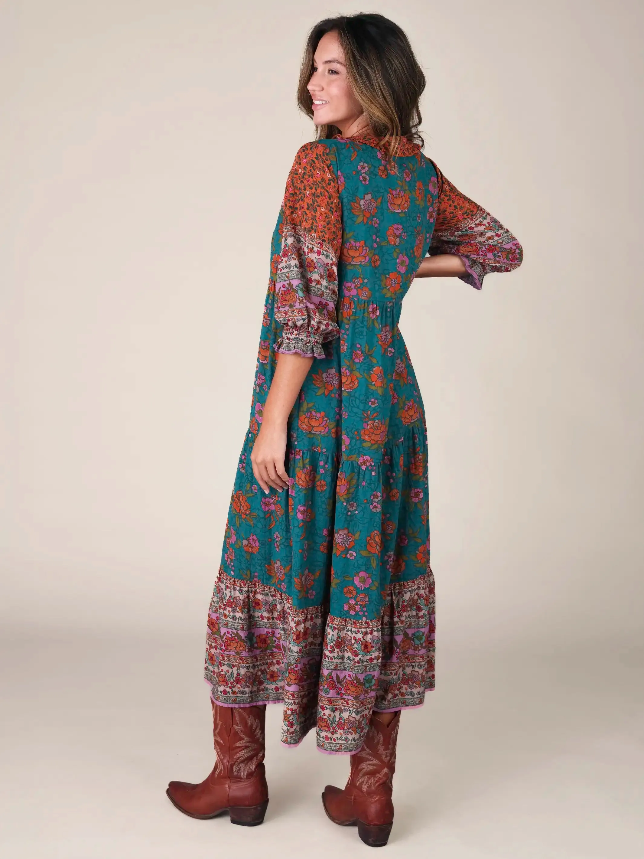 Nova Maxi Dress - Teal Riviera Floral sold by NATURAL LIFE product image thumbnail 3