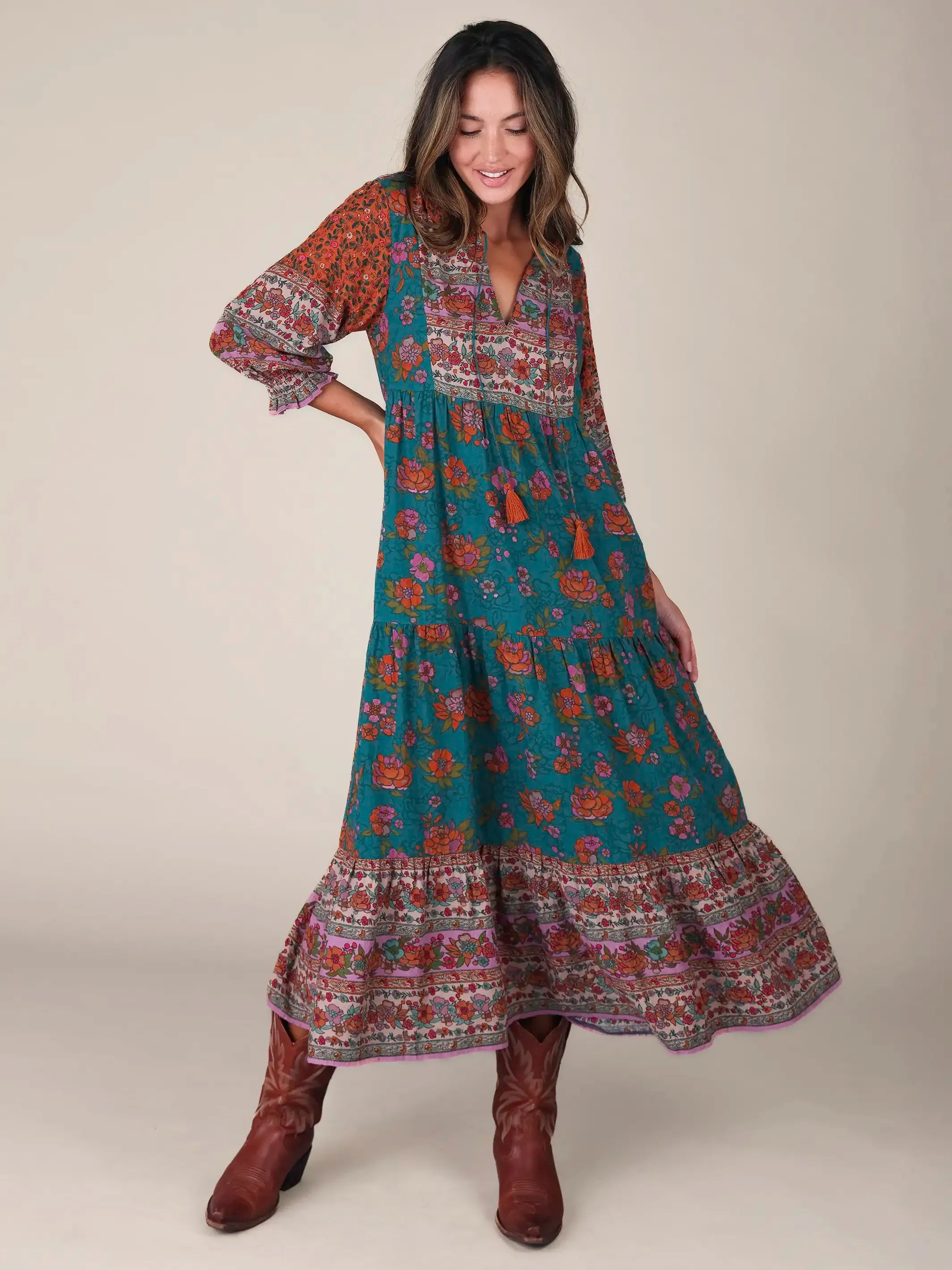 Nova Maxi Dress - Teal Riviera Floral sold by NATURAL LIFE