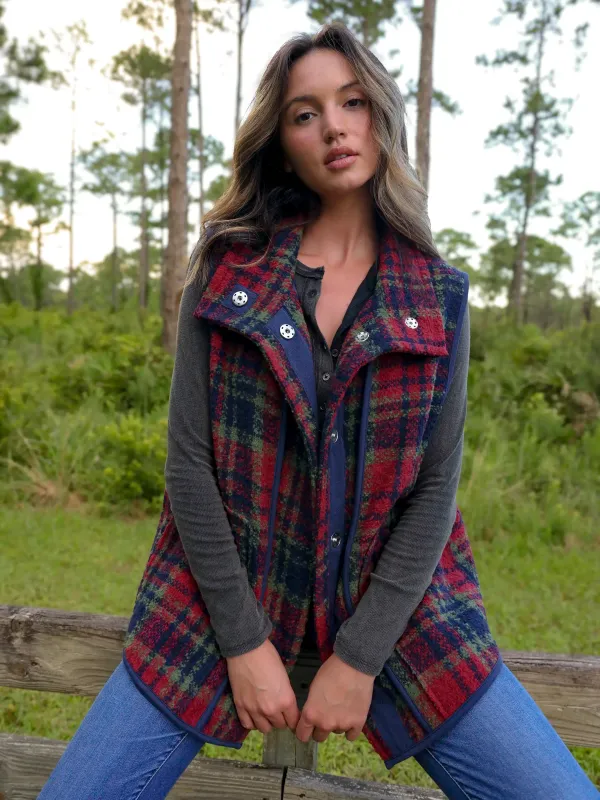 Aurora Plaid Vest - Rust Plaid sold by NATURAL LIFE