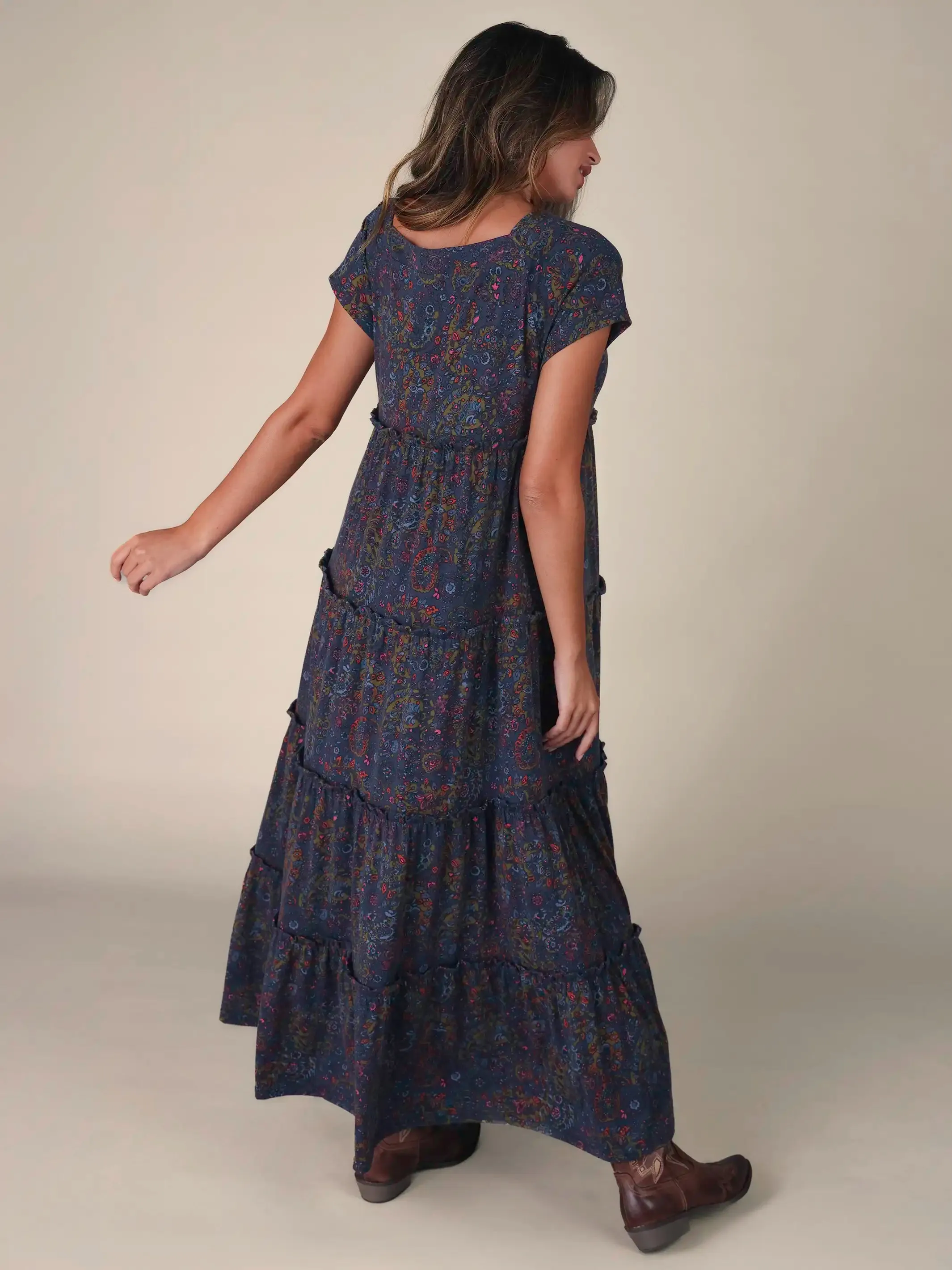 Berkley Knit Maxi Dress - Retro Paisley Navy sold by NATURAL LIFE product image thumbnail 4