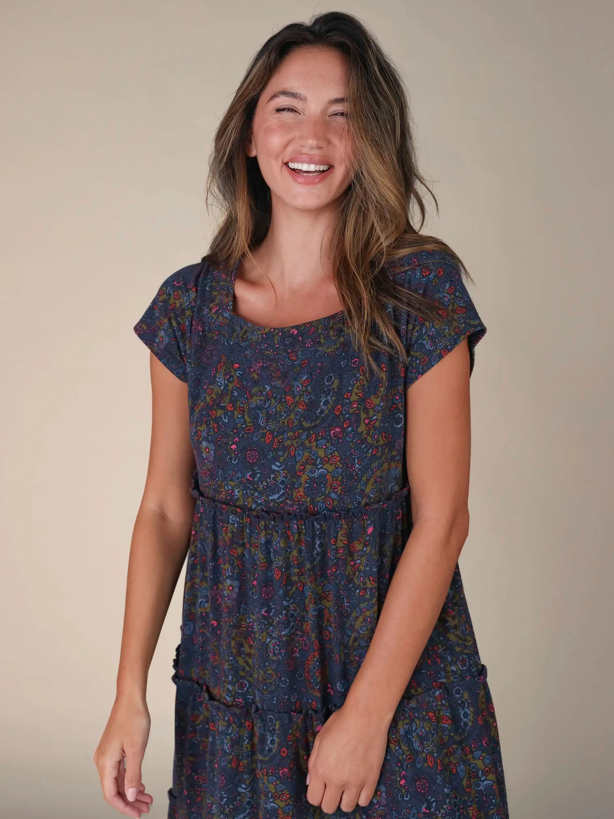 Berkley Knit Maxi Dress - Retro Paisley Navy sold by NATURAL LIFE product image thumbnail 3