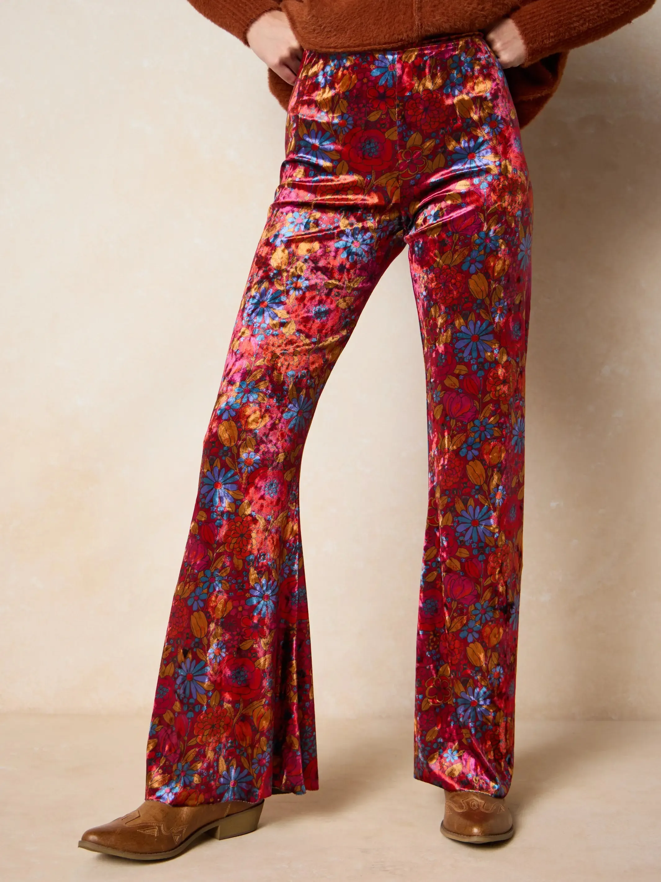 Cali Velvet Flare Pant - Drawn Garden Wine sold by NATURAL LIFE product image thumbnail 2