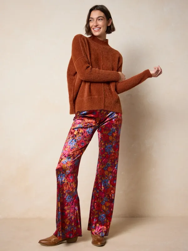 Cali Velvet Flare Pant - Drawn Garden Wine sold by NATURAL LIFE