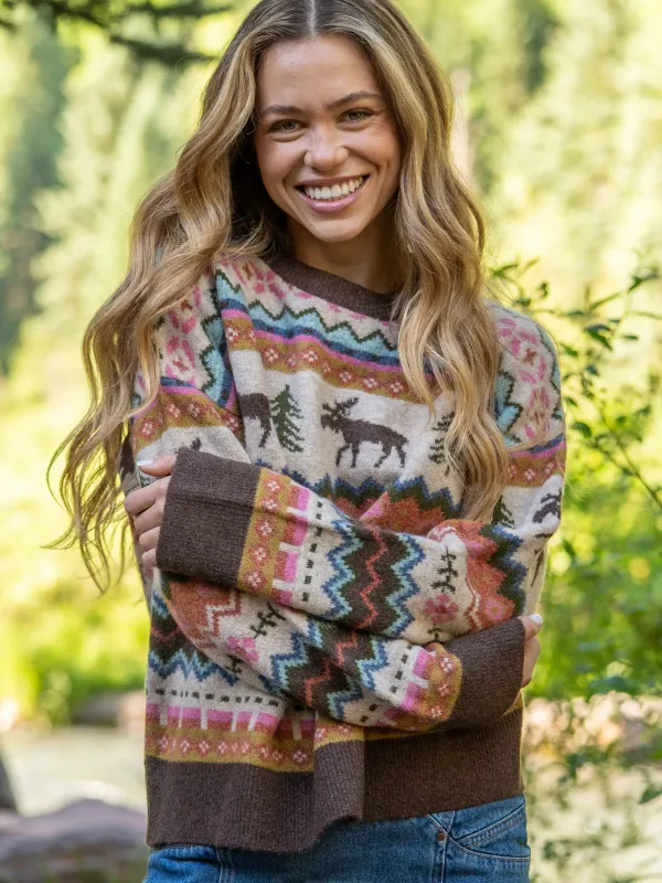 Cozy Cabin Reversible Jacquard Sweater - Moose sold by NATURAL LIFE