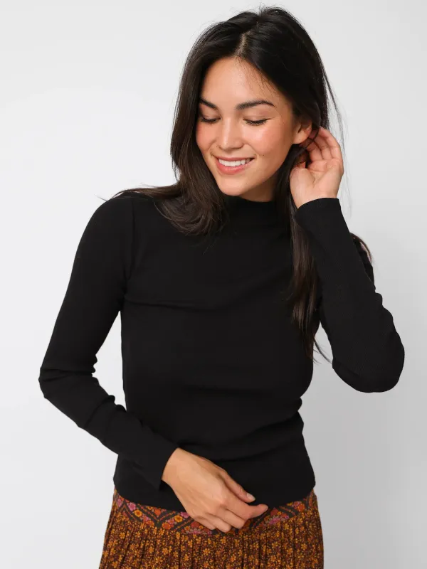 Audrey Ribbed Turtleneck - Black sold by NATURAL LIFE