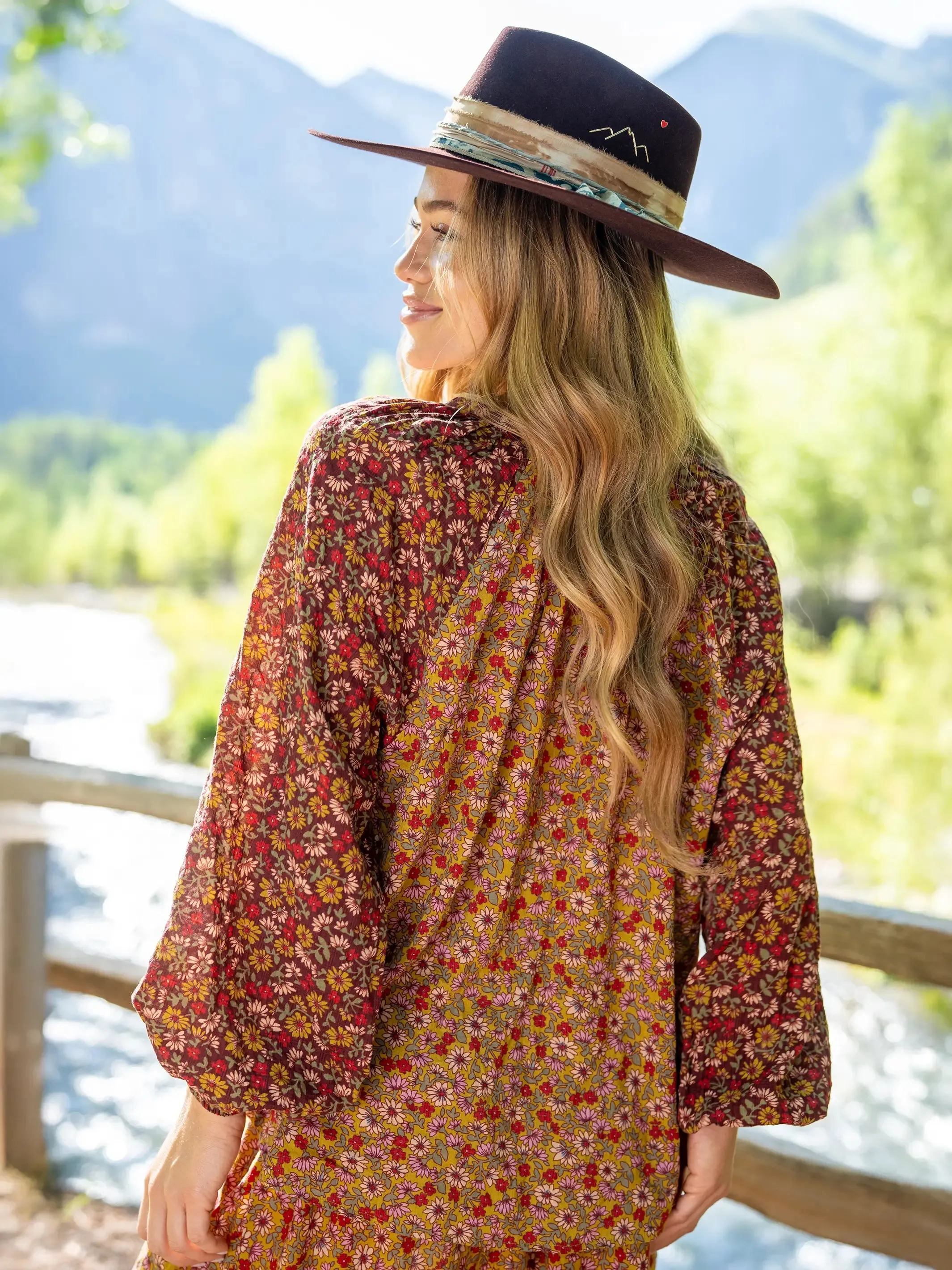 Camille Embroidered Top - Stemmed Daisies Wine sold by NATURAL LIFE product image thumbnail 4