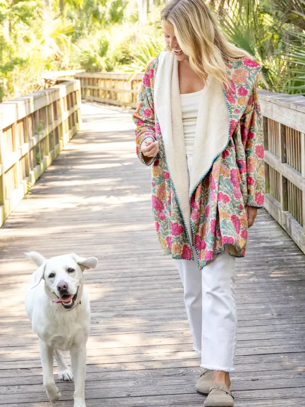 Cozy Blanket Kimono - Lush Zinnias sold by NATURAL LIFE