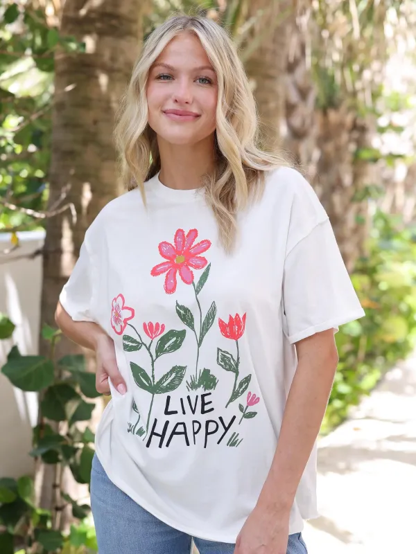 Take It In Cotton Tee - Live Happy Flower sold by NATURAL LIFE