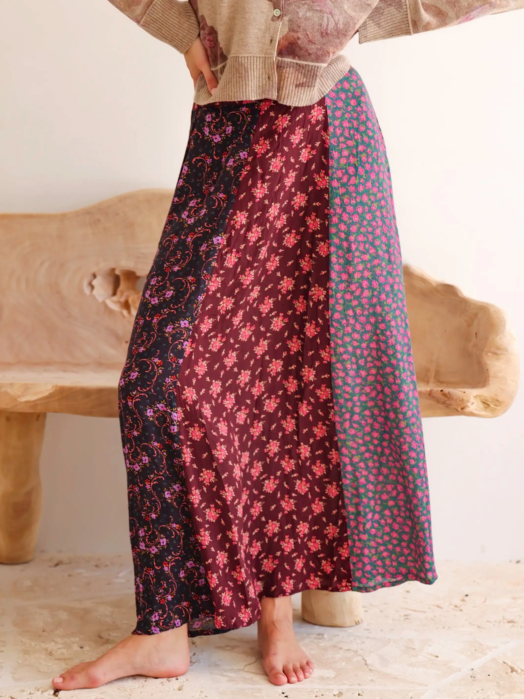 Valentina Maxi Skirt - Prairie Ditsy Maroon sold by NATURAL LIFE product image thumbnail 2