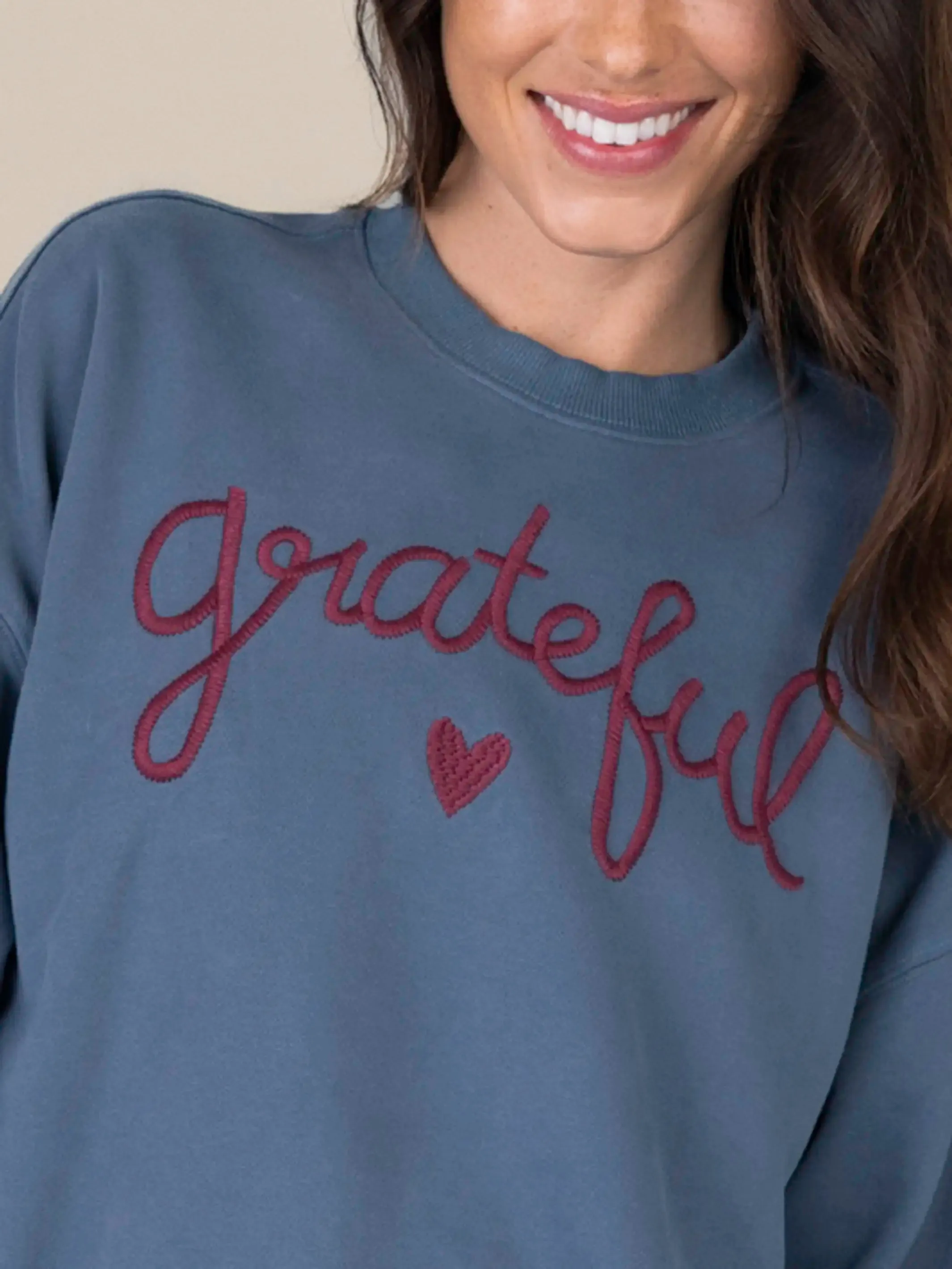 Marlowe Embroidered Sweatshirt - Grateful sold by NATURAL LIFE product image thumbnail 2