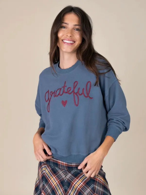 Marlowe Embroidered Sweatshirt - Grateful sold by NATURAL LIFE
