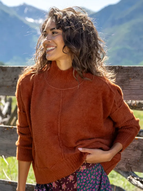 Fuzzy Turtleneck Sweater - Rust sold by NATURAL LIFE