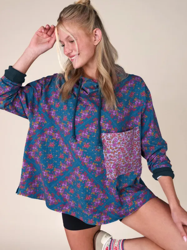 Move Free Hooded Layer - Bandana Floral Teal made by NATURAL LIFE