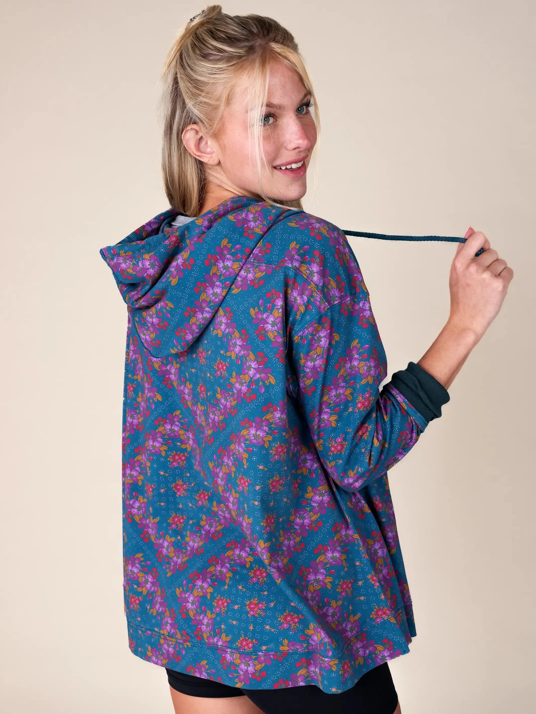 Move Free Hooded Layer - Bandana Floral Teal sold by NATURAL LIFE product image thumbnail 2