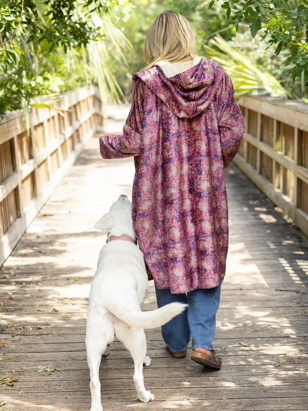 Cozy Blanket Kimono - Mauve India Vines Long Length sold by NATURAL LIFE