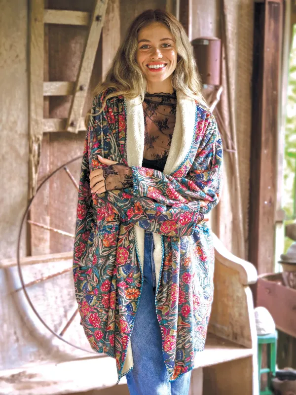 Cozy Blanket Kimono - Green Painterly Vines sold by NATURAL LIFE