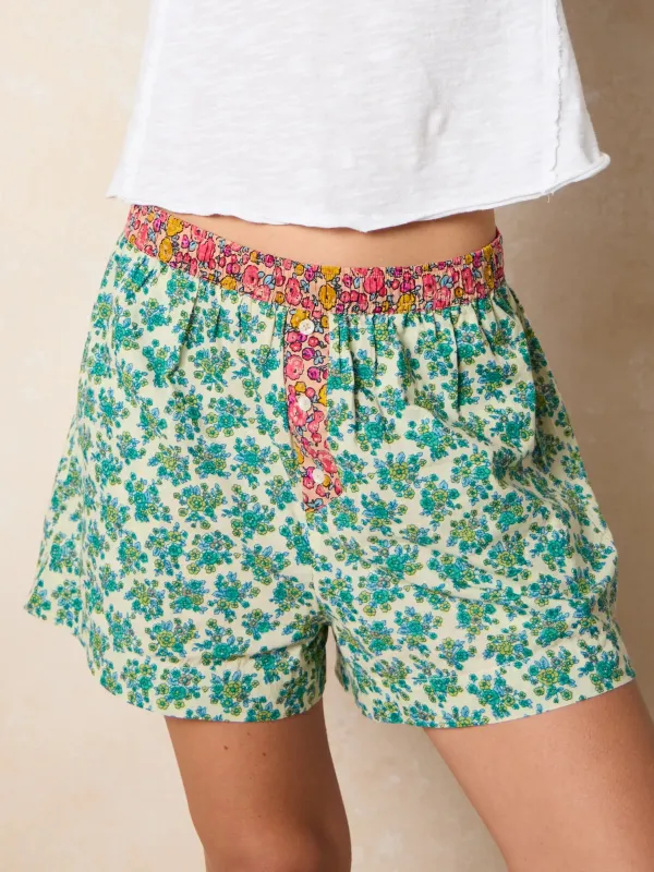 Dream On Cotton Boxer Shorts - Cream Folk Ditsy sold by NATURAL LIFE