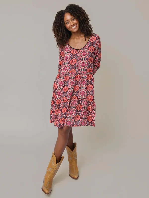 Alice Mini Dress - Orange Hourglass Medallion sold by NATURAL LIFE