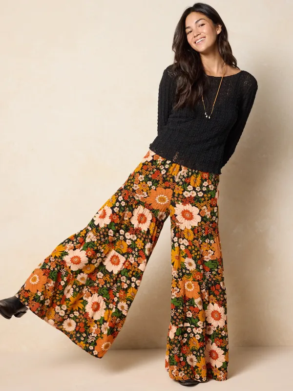 Patti Palazzo Pant -  Orange Floral Cotton sold by NATURAL LIFE