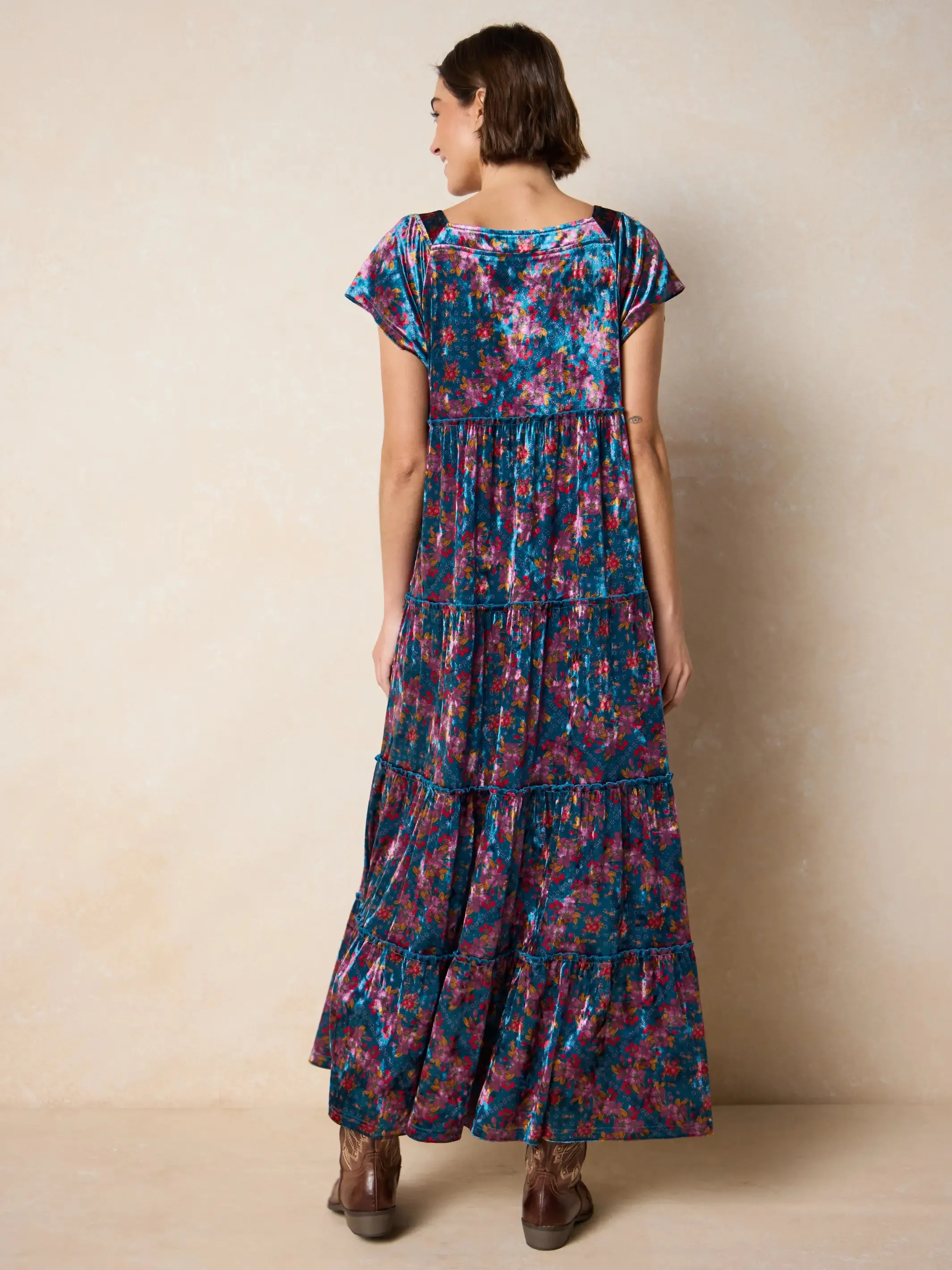Berkley Velvet Maxi Dress - Bandana Floral Teal sold by NATURAL LIFE product image thumbnail 3