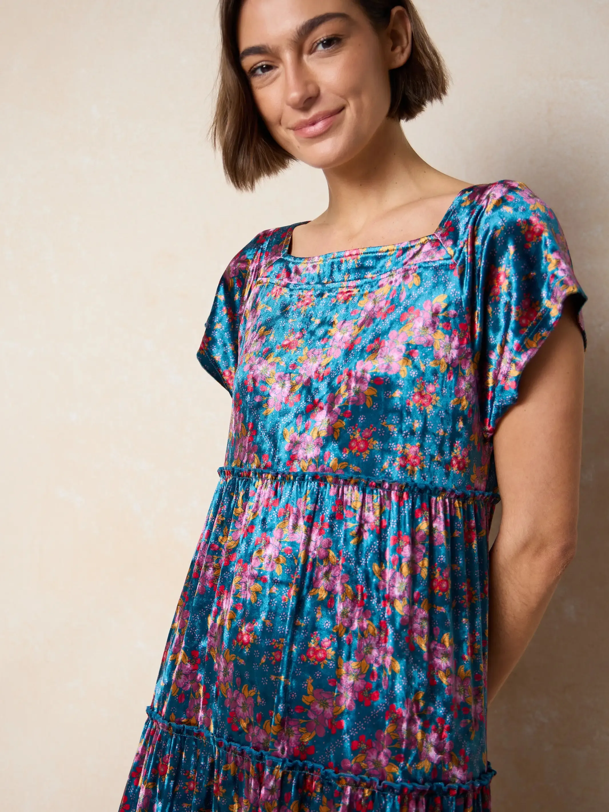 Berkley Velvet Maxi Dress - Bandana Floral Teal sold by NATURAL LIFE product image thumbnail 2