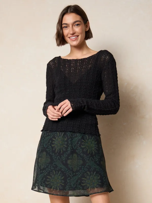 Sweetest Mini Slip Skirt - Dark Teal Medallion sold by NATURAL LIFE