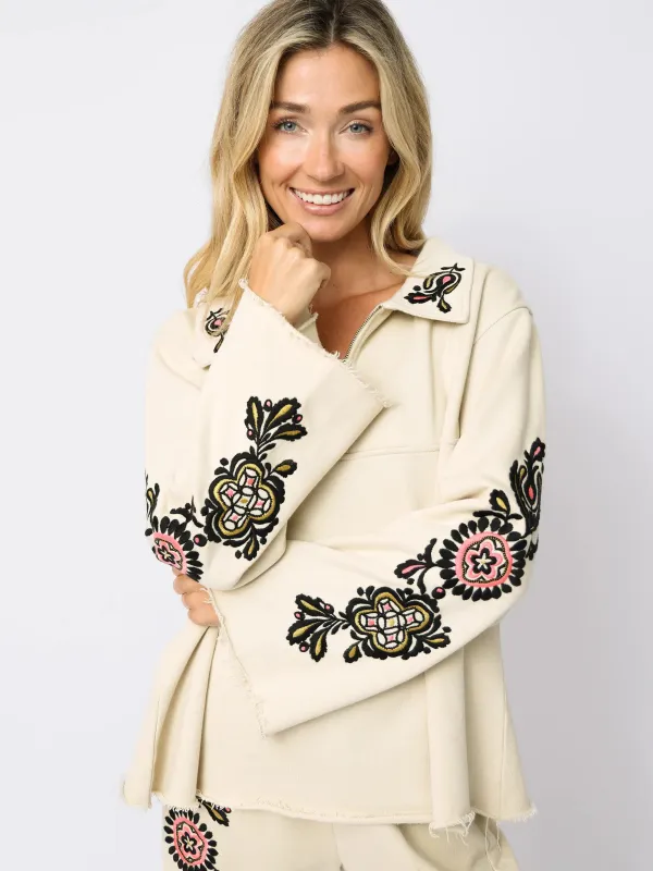 Easy Does It Embroidered Sweatshirt - Cream sold by NATURAL LIFE