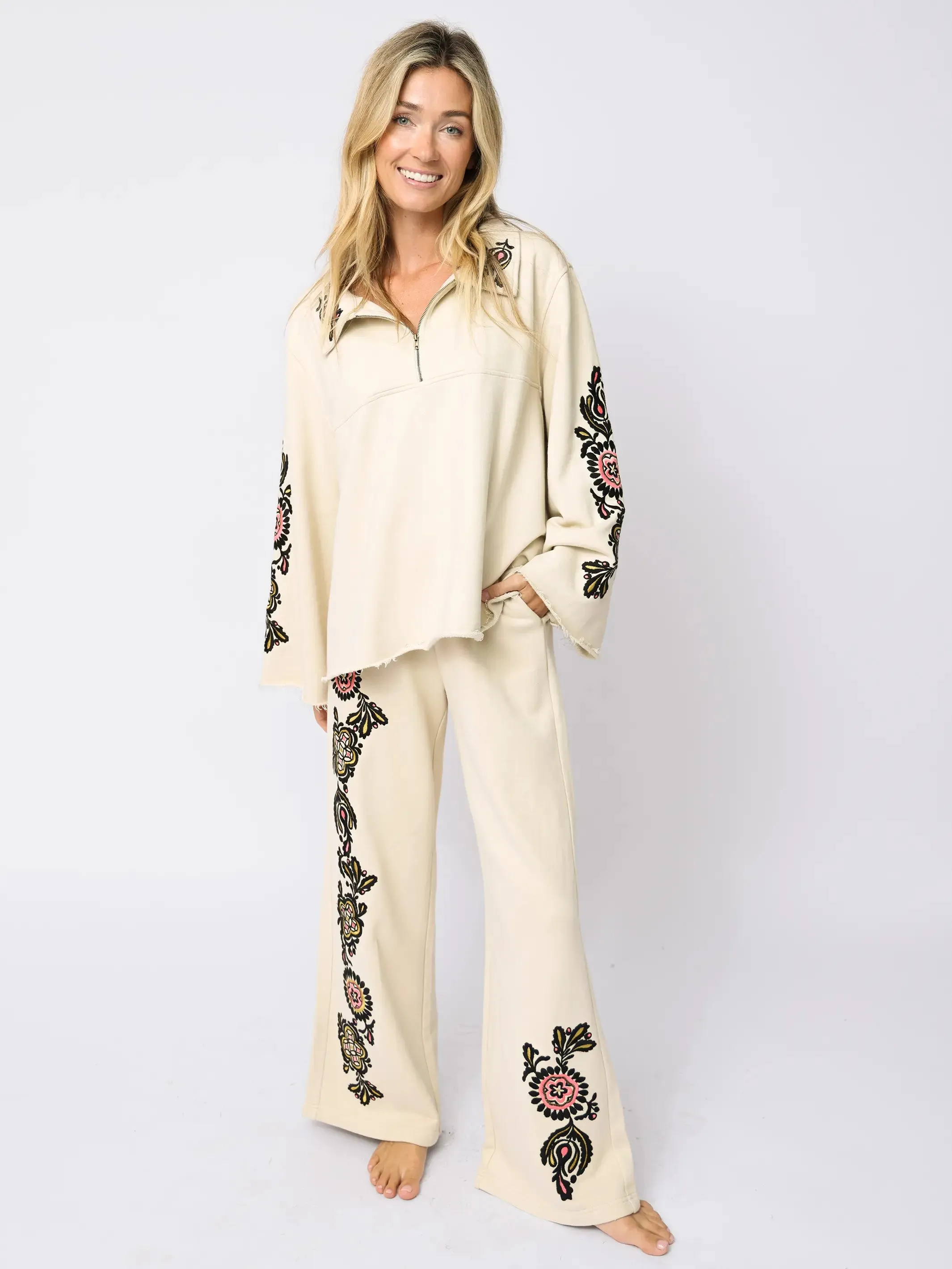 Easy Does It Embroidered Sweatshirt - Cream sold by NATURAL LIFE product image thumbnail 3