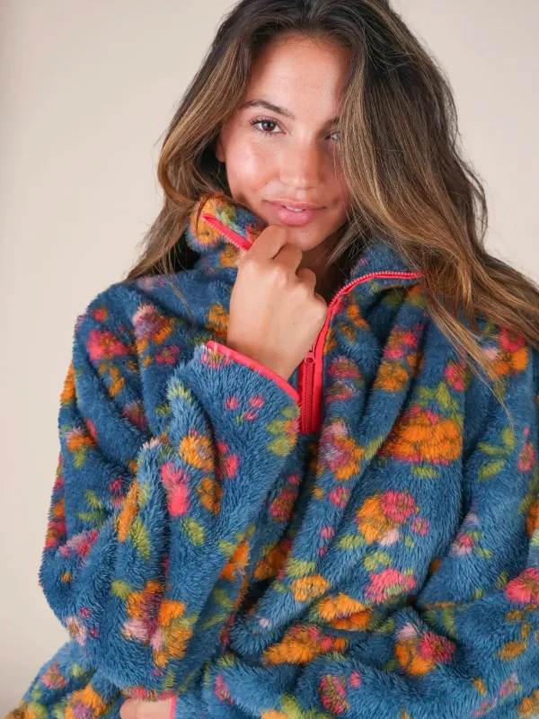 Coziest Quarter Zip Pullover Sweatshirt - Riviera Batik Blue sold by NATURAL LIFE